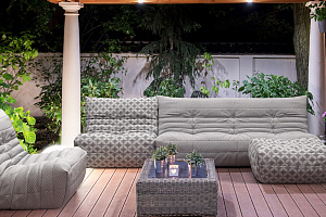 Комплект бескаркасных диванов ДеФранс с пуфом для веранды 